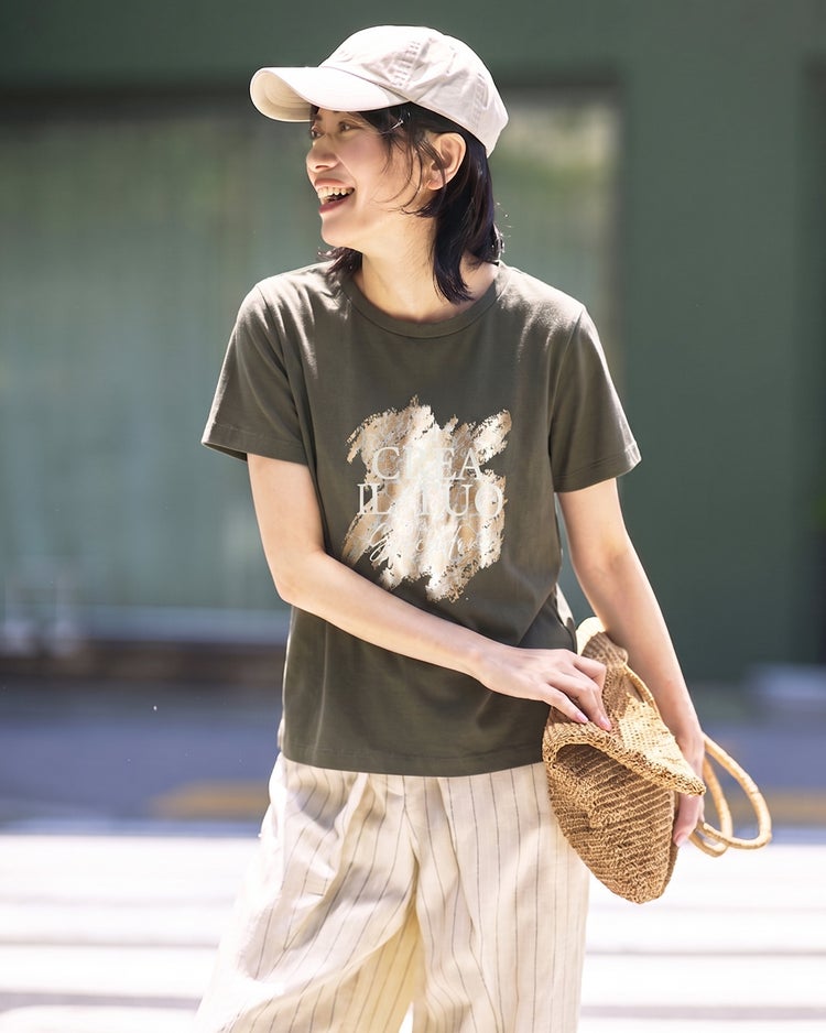 コットン混・グラフィックTシャツ 詳細画像 カーキパターン 1