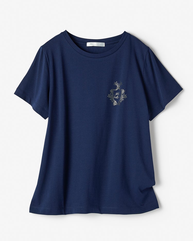 コットン混・グラフィックTシャツ 詳細画像 ネイビー 1