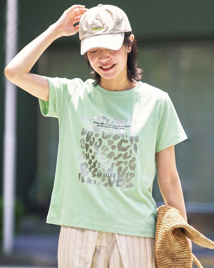 コットン混・グラフィックTシャツ 詳細画像 ミントグリーン 1