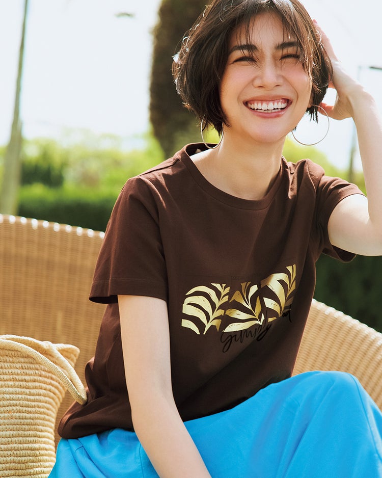 コットン混・グラフィックTシャツ 詳細画像 ダークブラウン 1