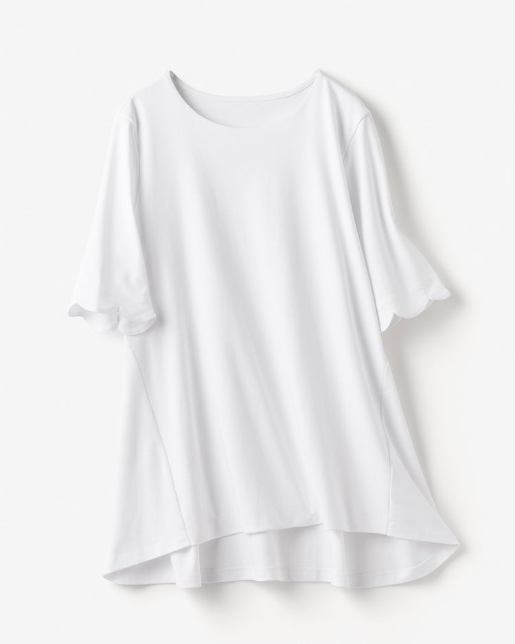 スカラップ袖／ロングフレア・ドゥクラッセTシャツ 詳細画像 ホワイト 2