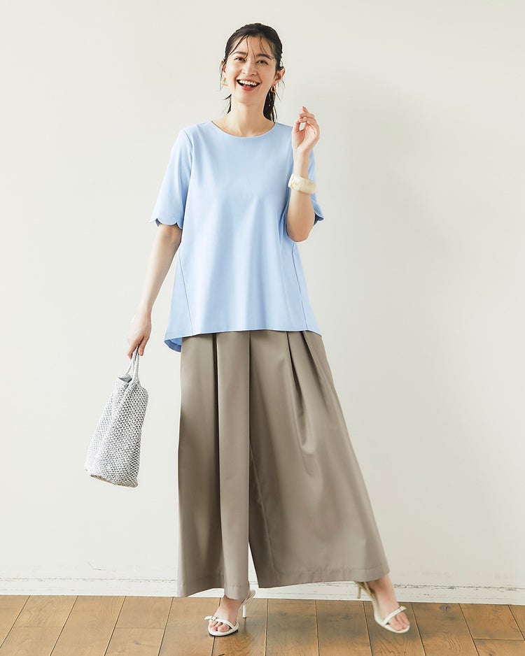 スカラップ袖／ロングフレア・ドゥクラッセTシャツ 詳細画像 ペールブルー 2