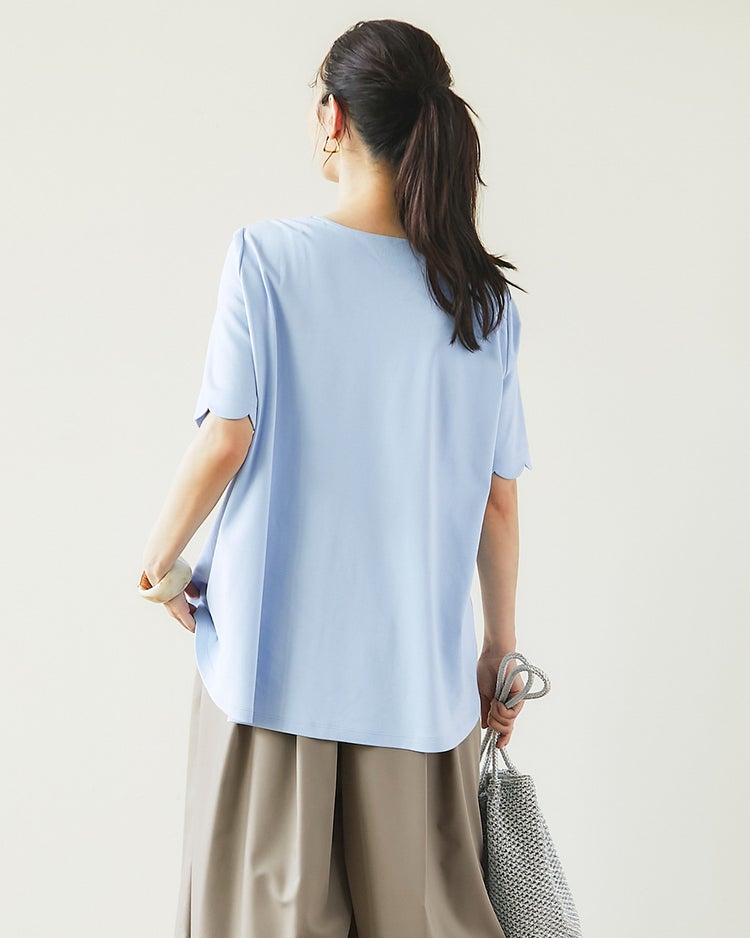 スカラップ袖／ロングフレア・ドゥクラッセTシャツ 詳細画像 ペールブルー 4