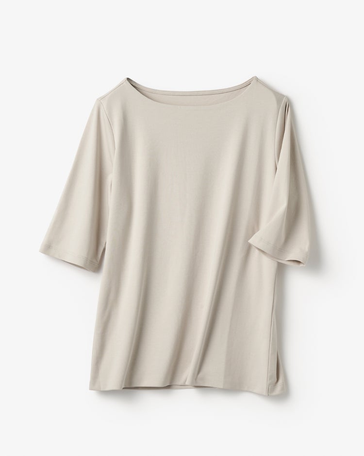 ボートネック・5分袖N／スーピマ・ドゥクラッセTシャツ 詳細画像 ライトグレー 3