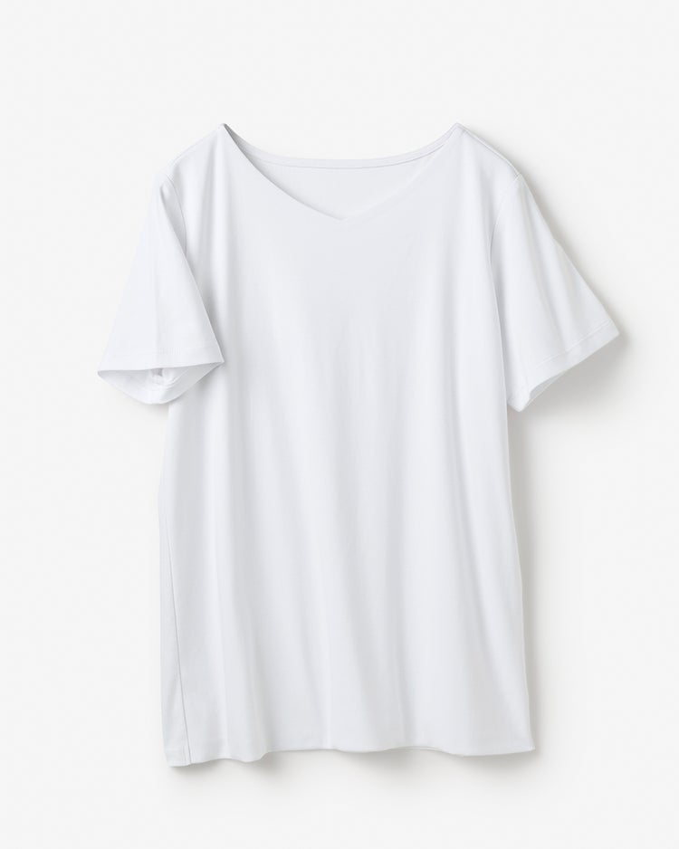 浅Vネック・半袖／スーピマN・ドゥクラッセTシャツ 詳細画像 ホワイト 2