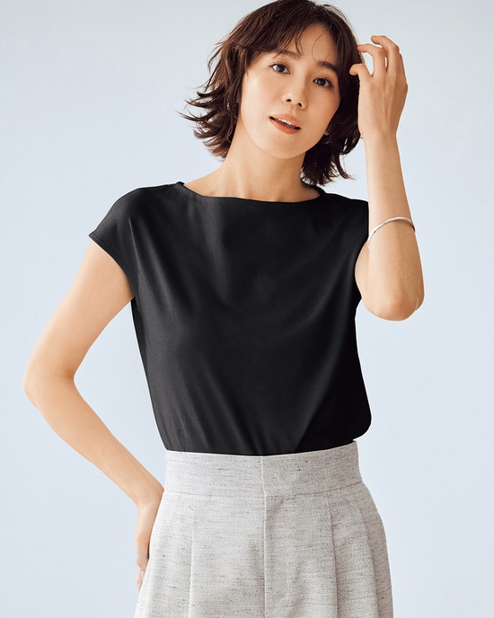ボートネック・フレンチ袖／スーピマN・ドゥクラッセTシャツ
