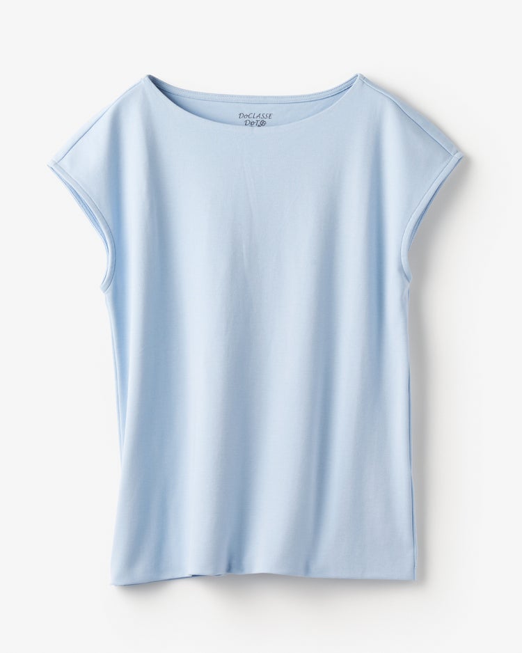 ボートネック・フレンチ袖／スーピマN・ドゥクラッセTシャツ 詳細画像 ペールブルー 2
