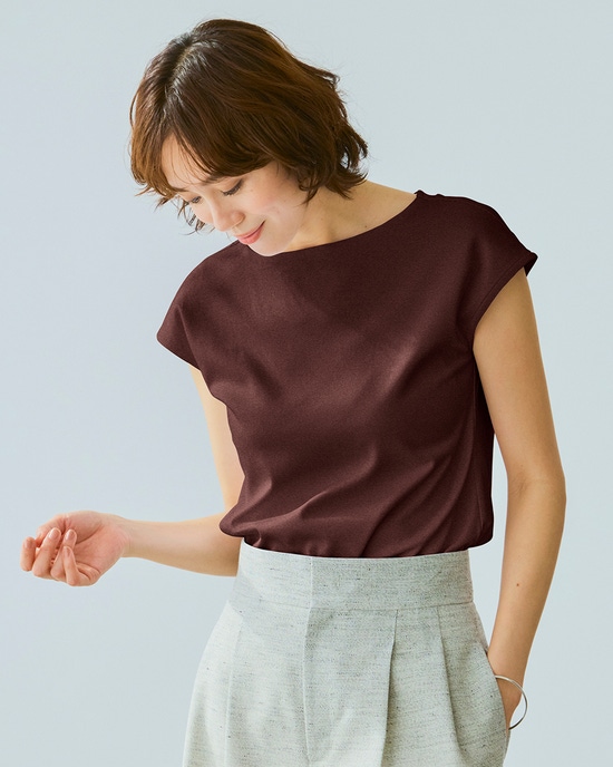 ボートネック・フレンチ袖/スーピマN・ドゥクラッセTシャツ
