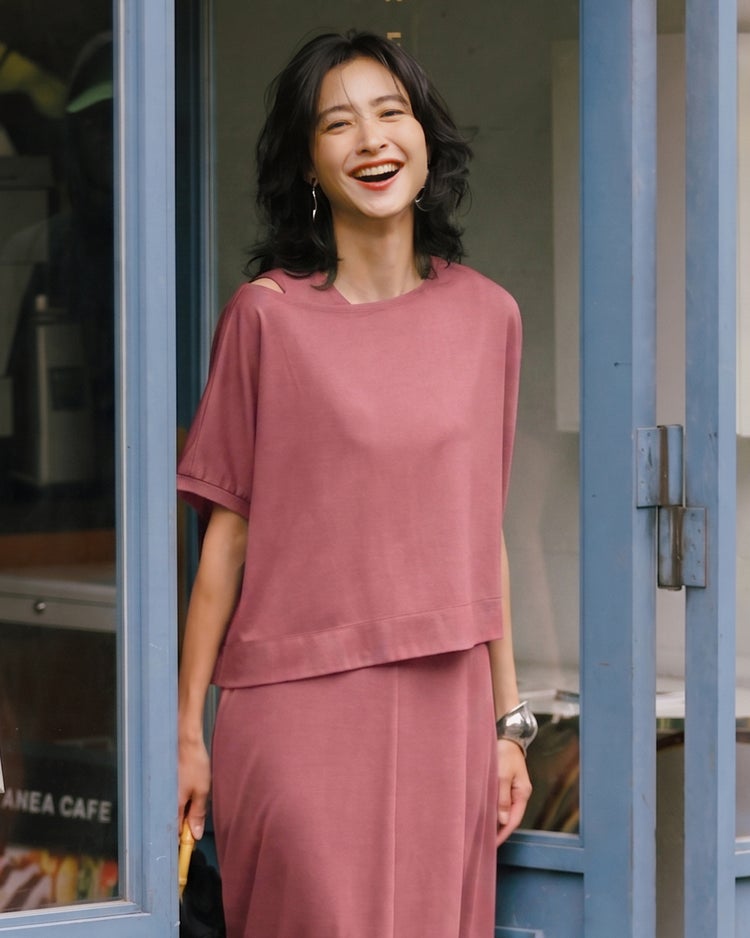 ライトポンチ・ボートネックトップス 詳細画像 ローズ 1