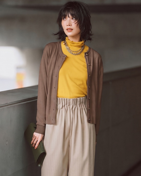模様編み・シアーニットカーディガン
