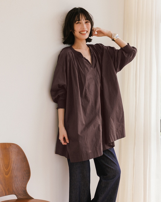 コットンローン・スキッパーチュニック