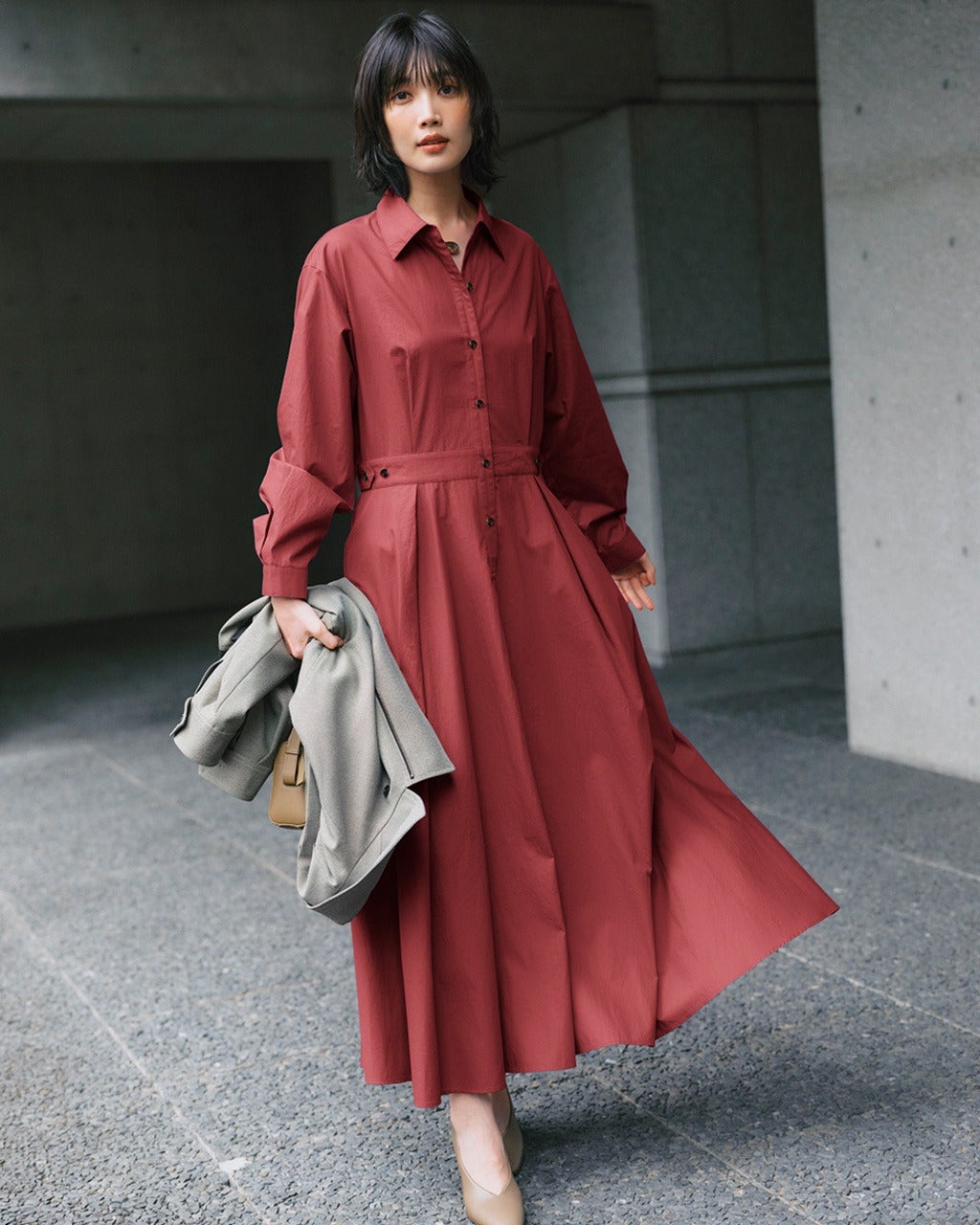 高密度コットン・アジャストシャツワンピース/DoCLASSE