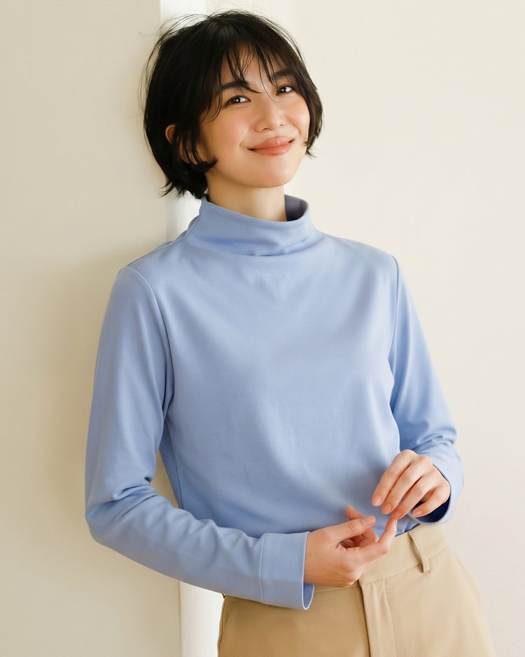 ボトルネック／長袖・ドゥクラッセTシャツ 詳細画像 サックス 1