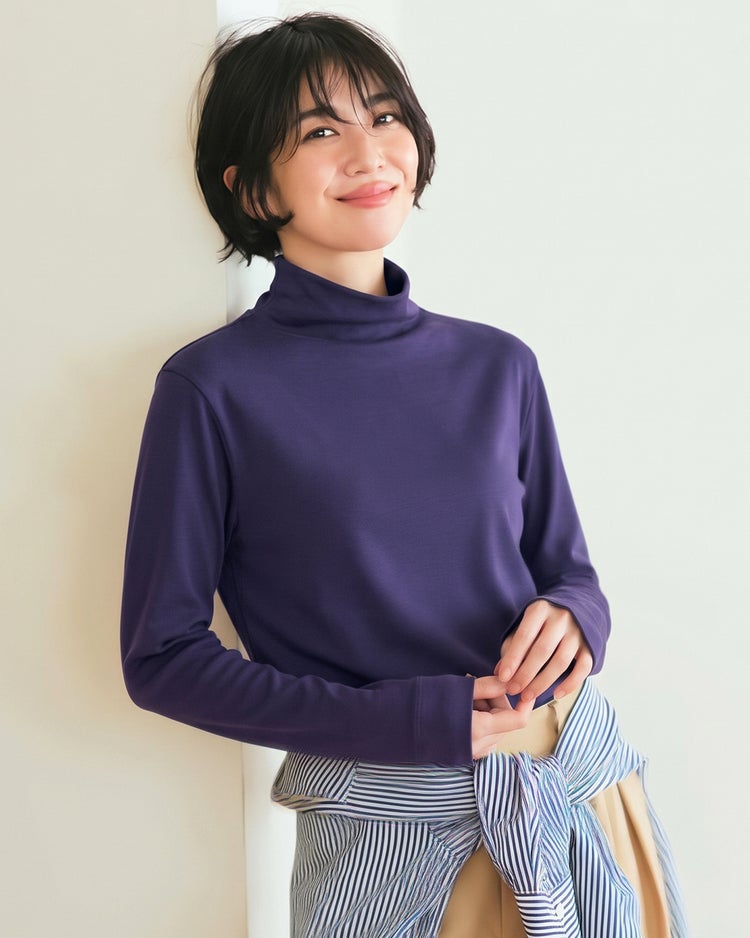 ボトルネック／長袖・ドゥクラッセTシャツ 詳細画像 茄子紺 1