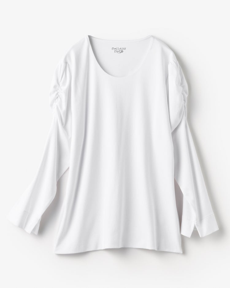 ギャザースリーブ／８分袖・ドゥクラッセTシャツ 詳細画像 ホワイト 4