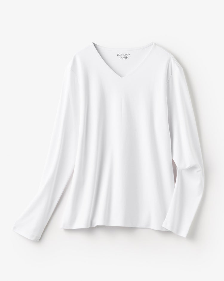 VネックN／長袖・ドゥクラッセTシャツ 詳細画像 ホワイト 2