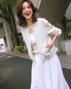ビジューポケット・タフタブルゾン