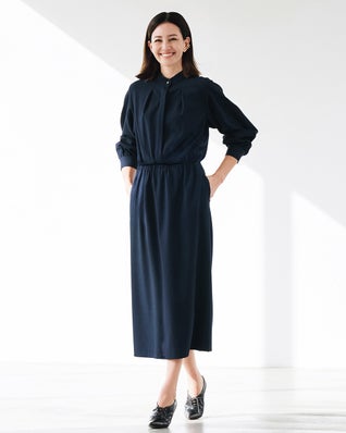 ビスコースツイル・フロントギャザーワンピース