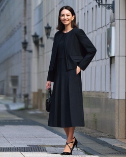 ビスコースツイル・タックプリーツワンピース