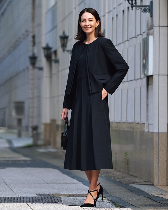 ビスコースツイル・タックプリーツワンピース
