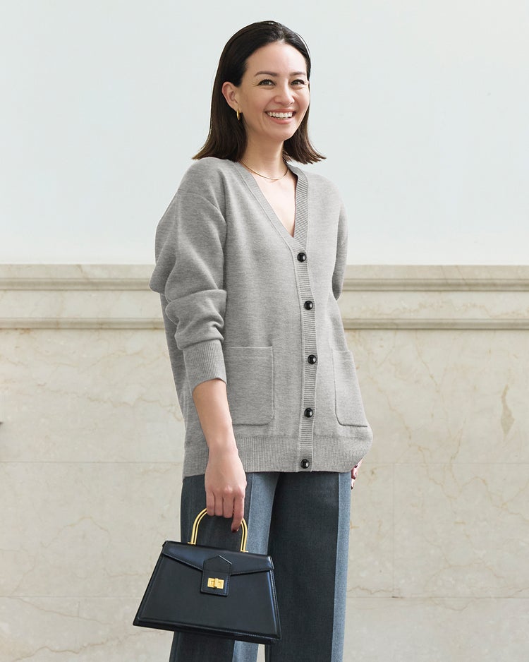 ダブルフェイスニット・オーバーカーディガン 詳細画像 グレー 1