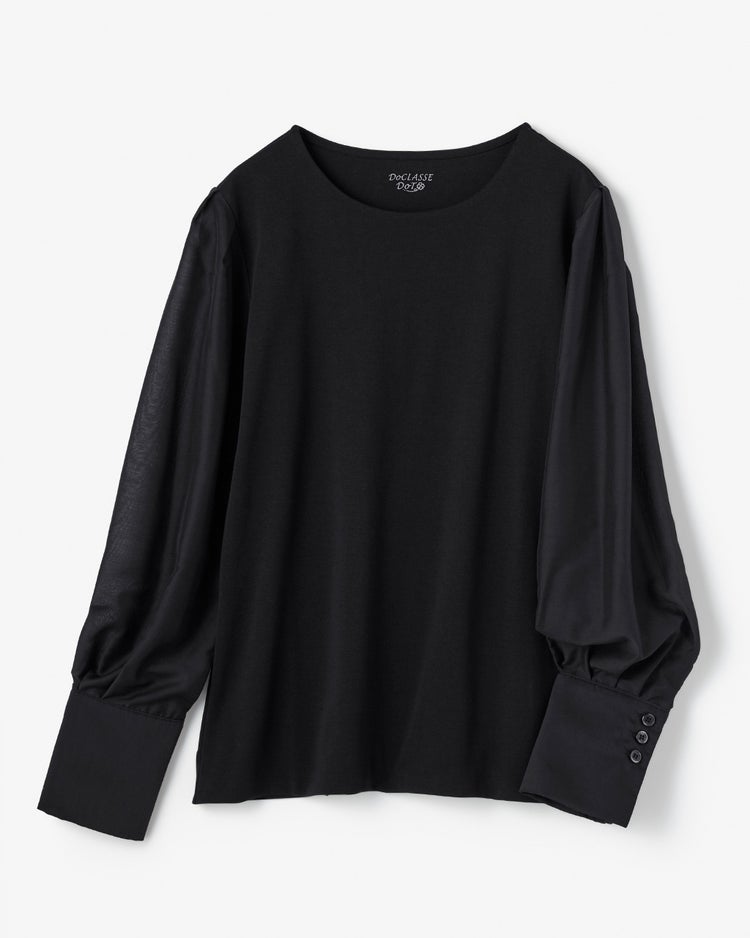 シャツ袖デザイン／長袖・ドゥクラッセTシャツ 詳細画像 ピュアブラック 2