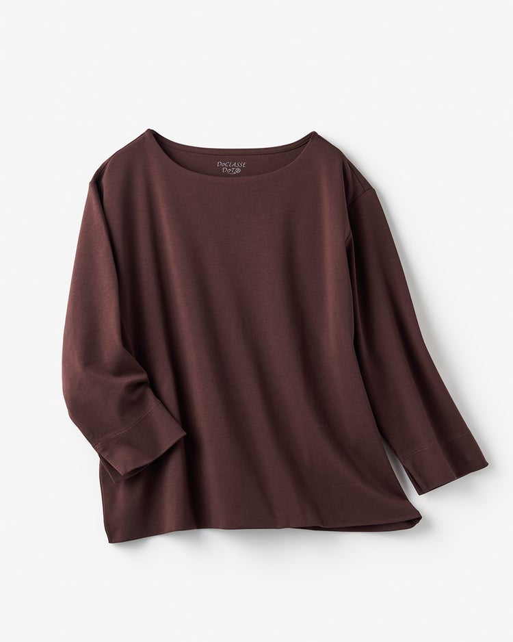 ワイドフォルム／７分袖・ドゥクラッセTシャツ 詳細画像 ダークブラウン 2