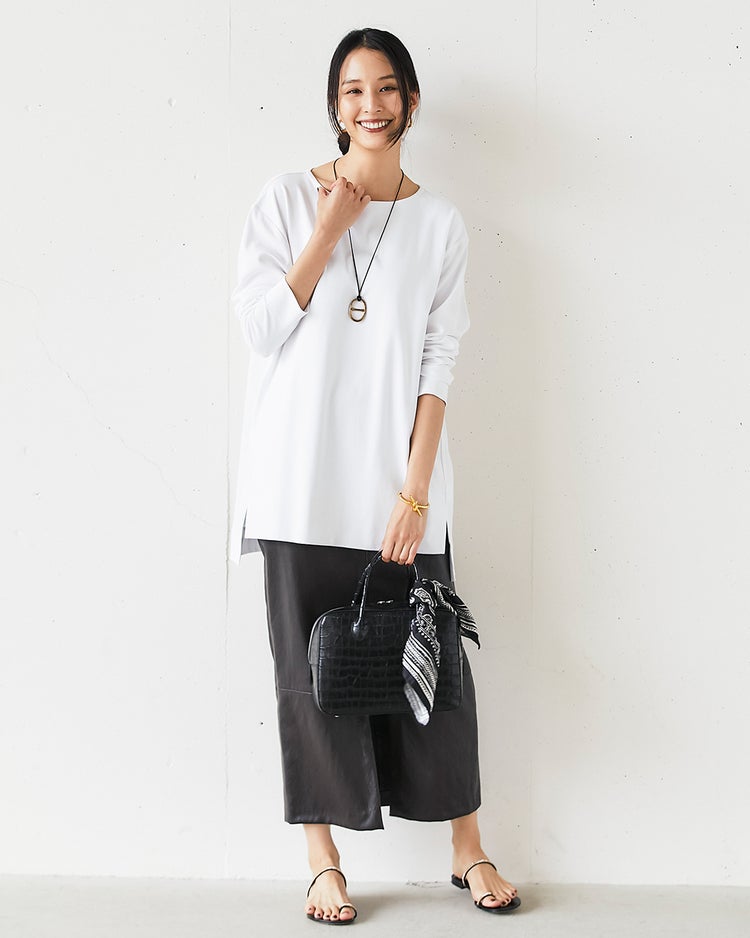 ロングワイド／長袖・ドゥクラッセTシャツ 詳細画像 ホワイト 2