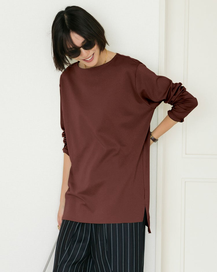 ロングワイド／長袖・ドゥクラッセTシャツ 詳細画像 ダークブラウン 1