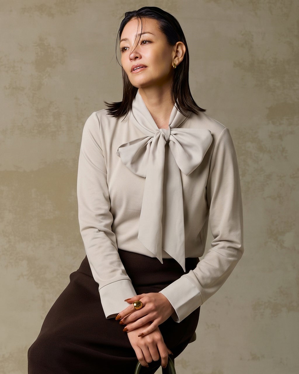 アンジェリックプリティ　ボウタイブラウス　綿素材 懐古 超長綿・異素材ボウタイブラウス/DoCLASSE