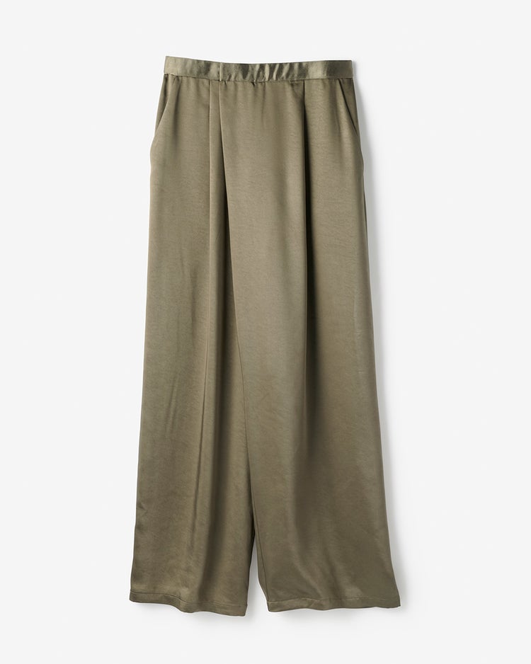 艶サテン・デザインワイドパンツ 詳細画像 カーキ 2