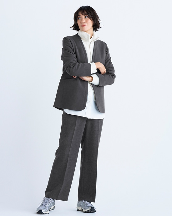 ストレッチ二重織・ノーカラージャケット