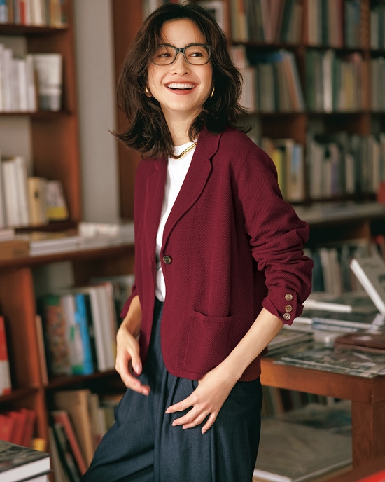 鹿の子編み・パイピングジャケット