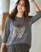 コットン混・グラフィックTシャツ／8分袖 詳細画像