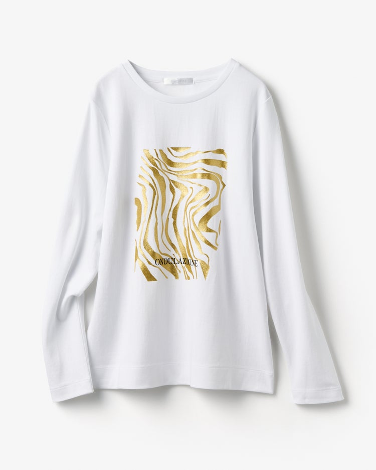ダブル編み・グラフィックTシャツ／長袖 詳細画像 オフホワイト 2