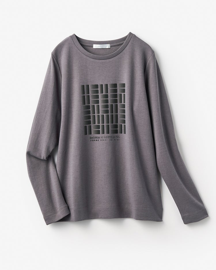 ダブル編み・グラフィックTシャツ／長袖 詳細画像 チャコールパターン 2