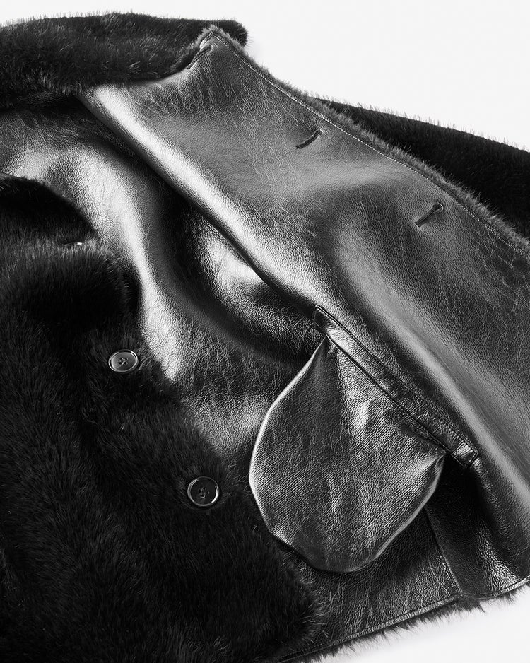 エコレザー＆ファー・2WAYコート 詳細画像 ブラック 9