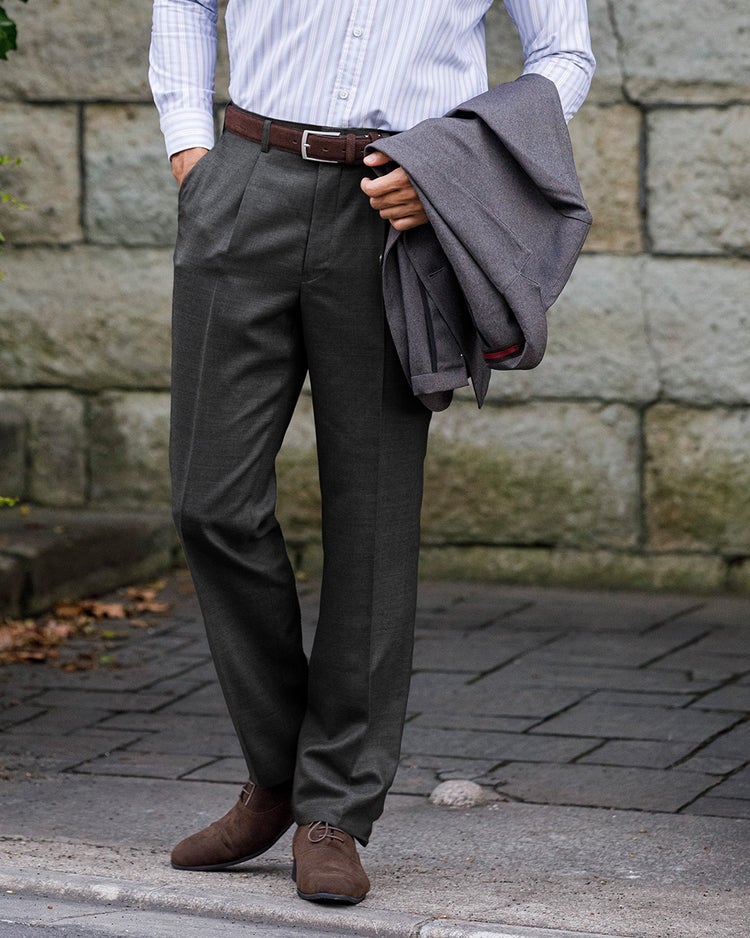 ウールフラノトラウザーズ/ワンタック 詳細画像 チャコール 1