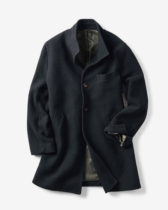 ウールブレンド・スタンドカラーコート