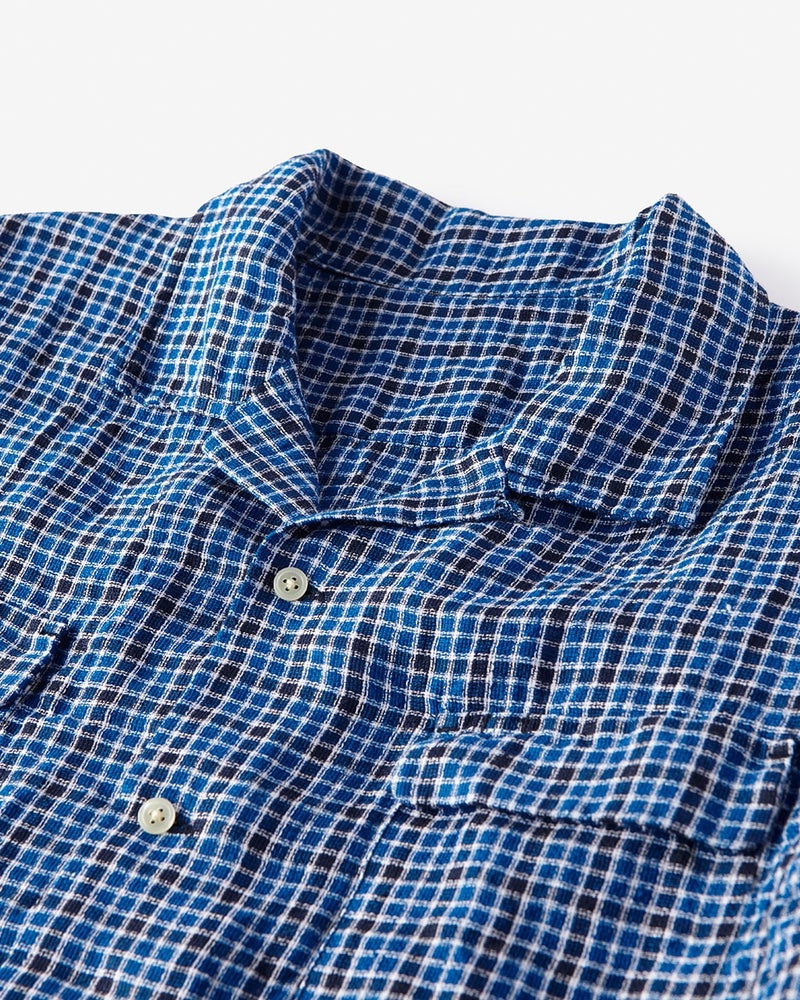 ベルギーリネンパナマシャツ/半袖 詳細画像 ブルー・パターン 2