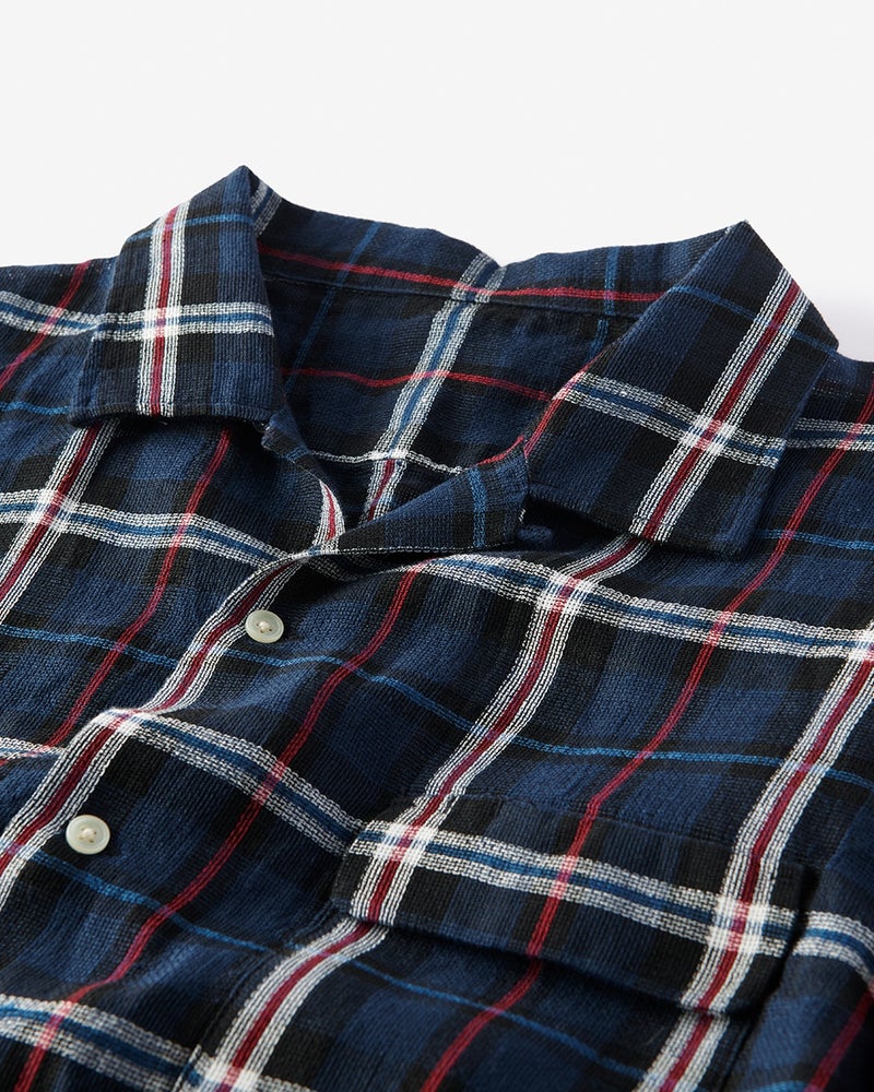 ベルギーリネンパナマシャツ/半袖 詳細画像 ネイビーパターン 2