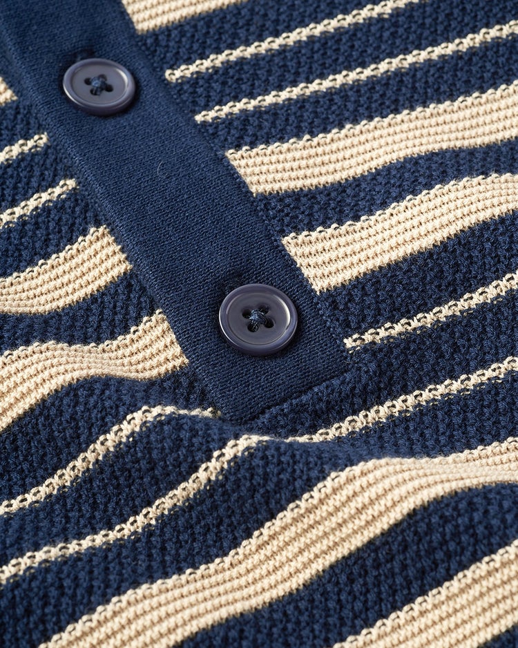 ドライコットンニットPOLOボーダー 詳細画像 ベージュＸネイビー 2