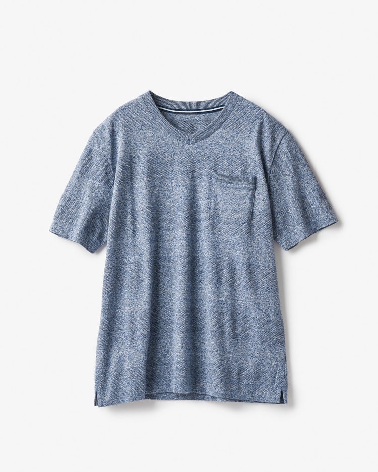 ポップコーンボーダーVネックTシャツ 詳細画像 ブルー 4