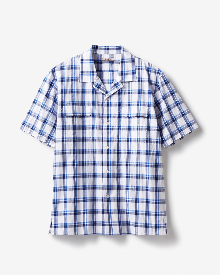 フラップポケット半袖シャツ 詳細画像 ブルー・パターン 1