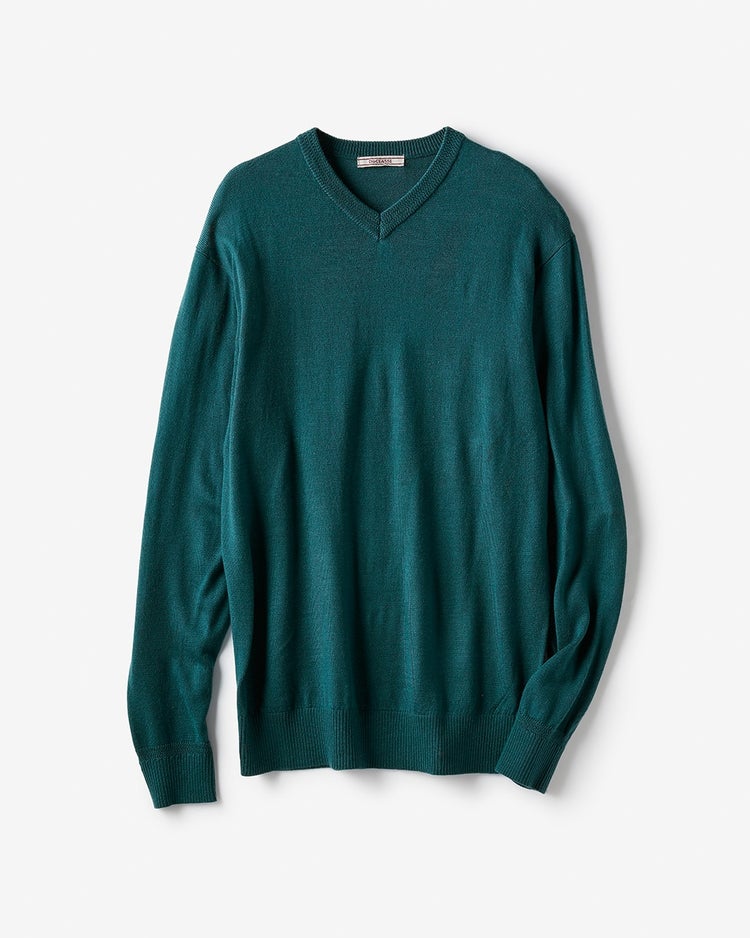ウォームキープVネックセーター 詳細画像 グリーン 1