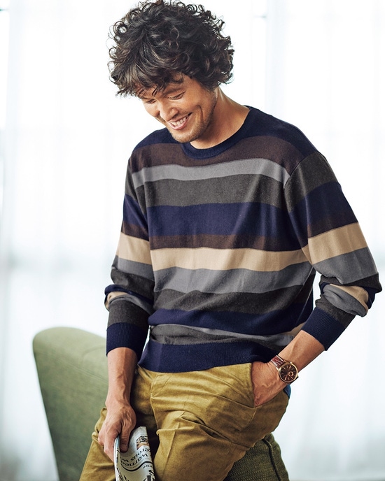 ウォームキープボーダークルーセーター