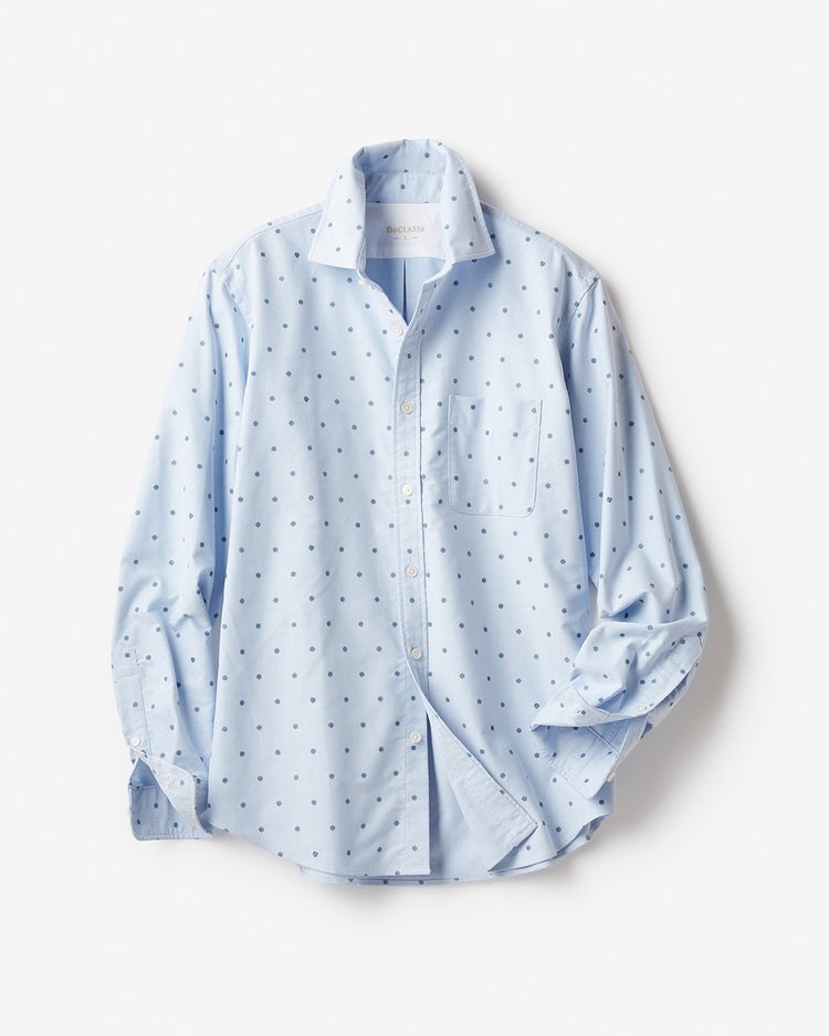 ピュアファインシャツ長袖レギュラー襟／スタンダード 詳細画像 サックス・パターン 1