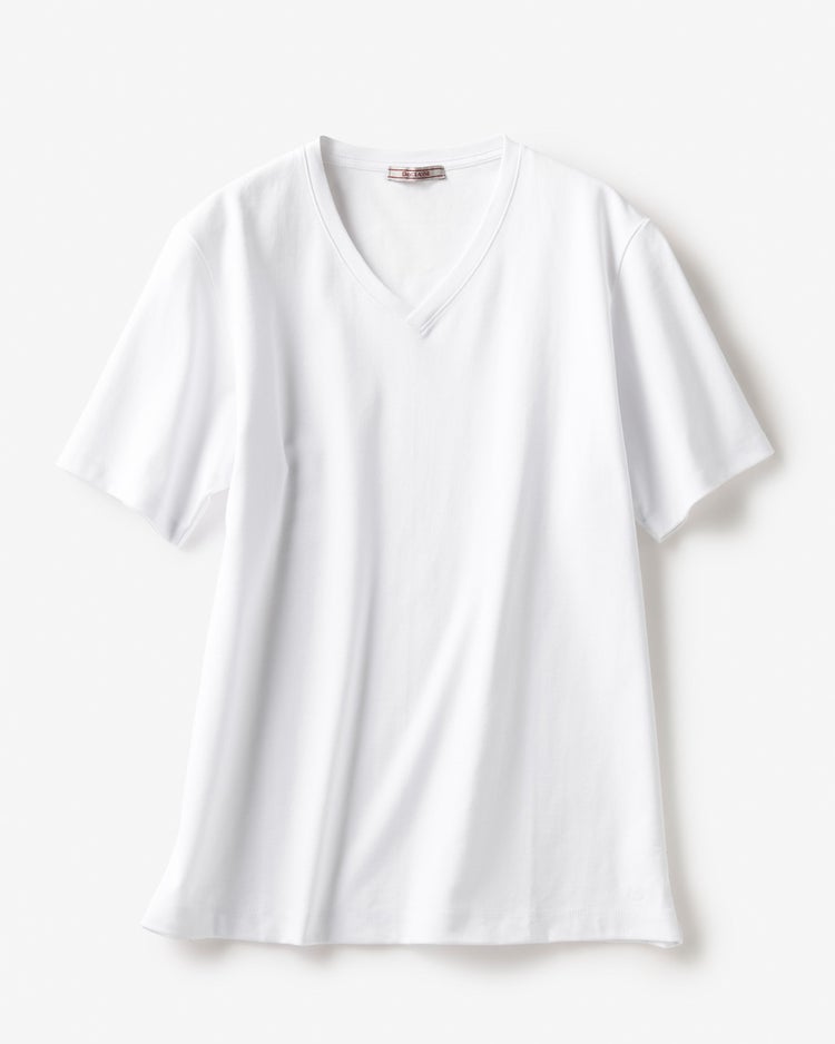Vネック／半袖・ドゥクラッセTシャツ(メンズ) 詳細画像 ホワイト 1