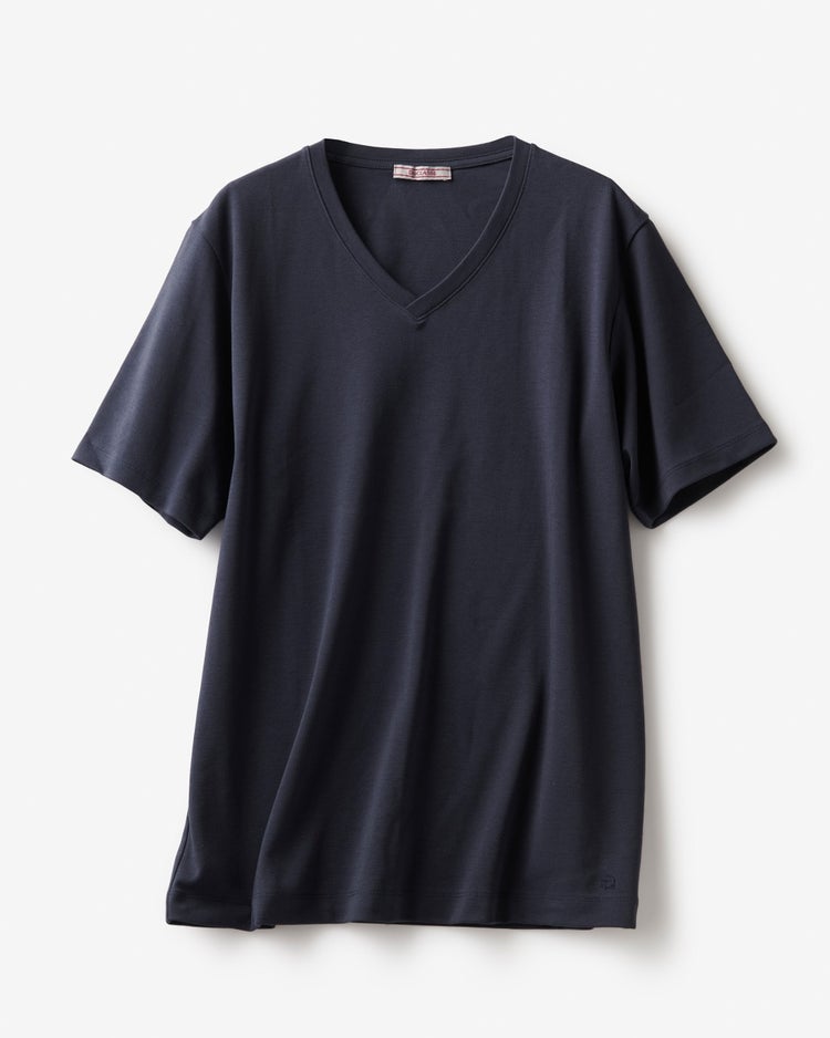 Vネック／半袖・ドゥクラッセTシャツ(メンズ) 詳細画像 ネイビー 1
