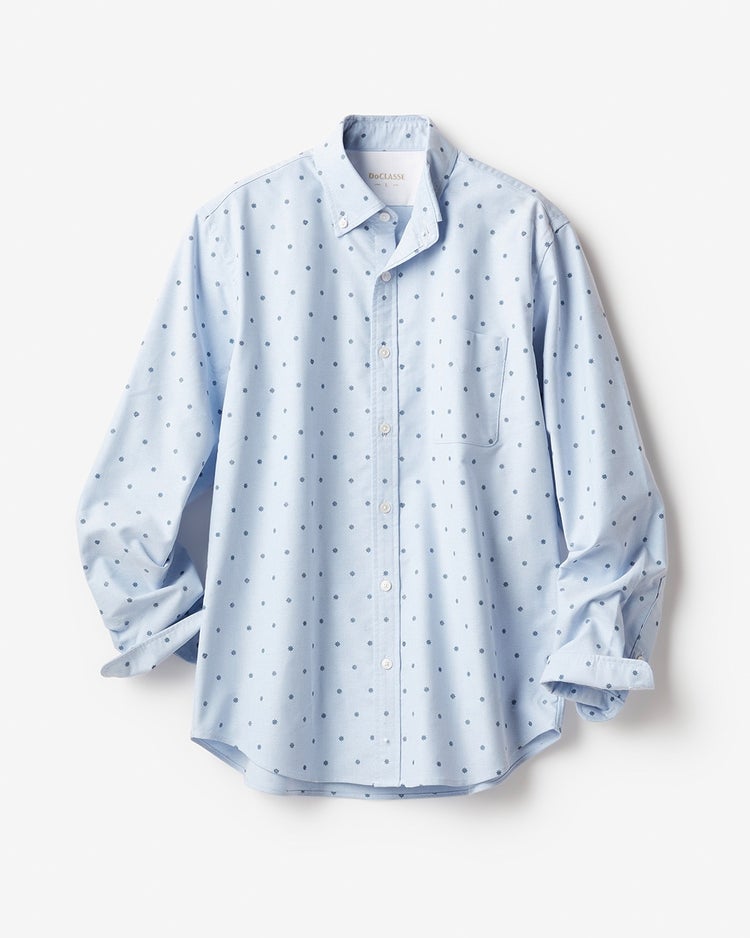 ピュアファインシャツ長袖ボタンダウン／トールサイズ 詳細画像 サックス・パターン 1